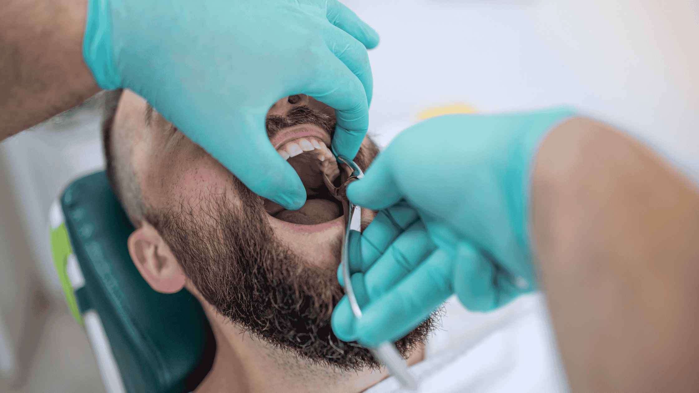 a patient having a tooth extraction